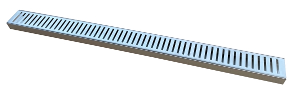 Entwässerungsrinnen Edelstahl superflach Rost Schlitzdesign SET Typ 2, System 35/80